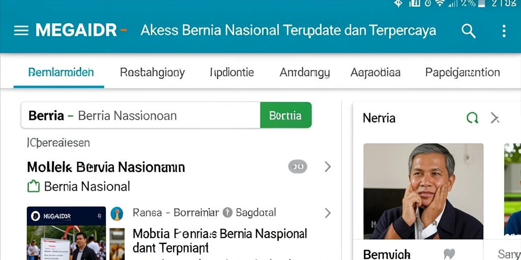 Antarmuka aplikasi MEGAIDR menampilkan berita nasional terbaru dan terpopuler.