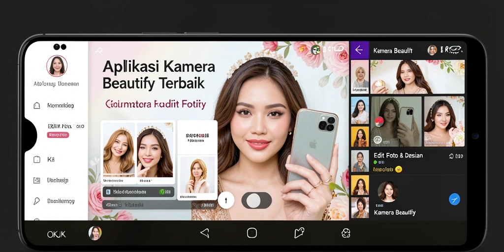 Antarmuka pengguna <strong>OKJK</strong> yang mudah digunakan dengan berbagai fungsi Kamera Beautify.