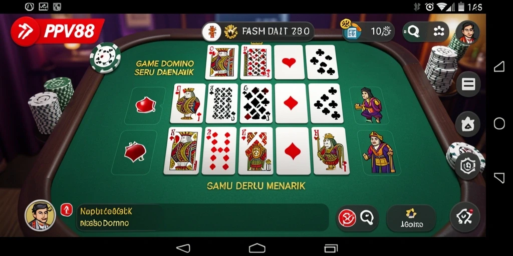 Tampilan antarmuka permainan domino yang menarik dan interaktif.