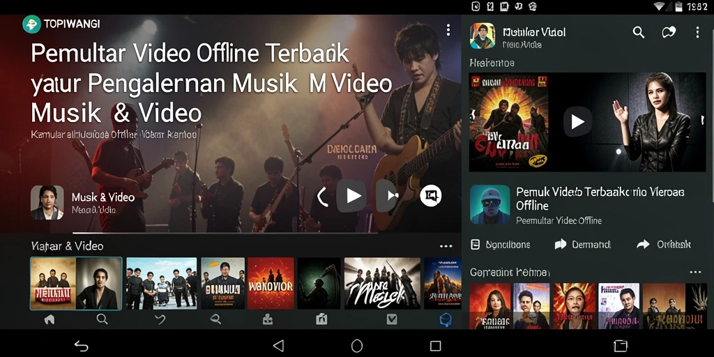 Antarmuka aplikasi TOPIWANGI untuk pemutar video offline yang intuitif.